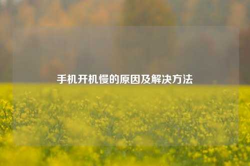 手机开机慢的原因及解决方法
