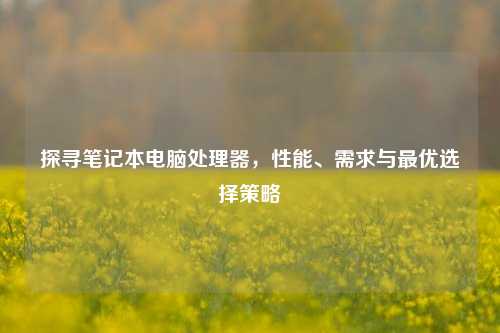 探寻笔记本电脑处理器,性能、需求与最优选择策略
