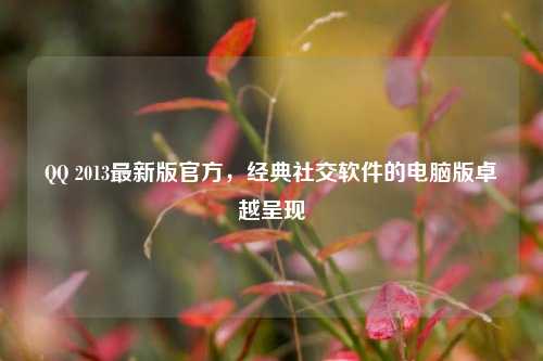 QQ 2013最新版官方,经典社交软件的电脑版卓越呈现