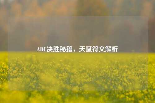 ADC决胜秘籍，天赋符文解析