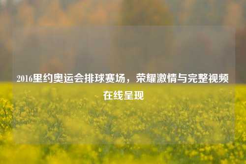 2016里约奥运会排球赛场,荣耀激情与完整视频在线呈现