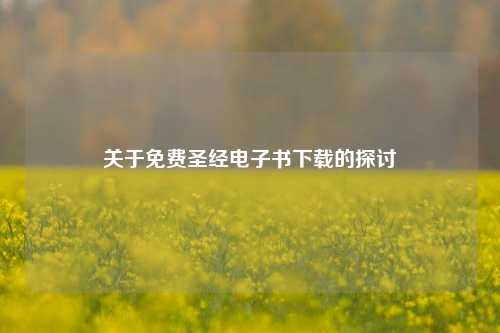 关于免费圣经电子书下载的探讨
