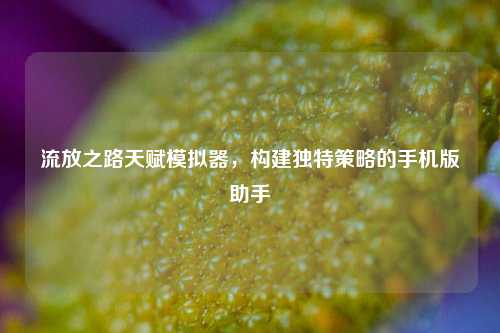 流放之路天赋模拟器,构建独特策略的手机版助手