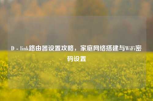 D - link路由器设置攻略，家庭网络搭建与WiFi密码设置