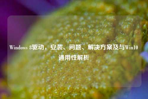 Windows 8驱动,安装、问题、解决方案及与Win10通用性解析
