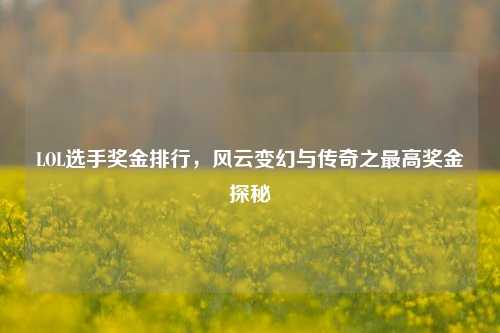 LOL选手奖金排行,风云变幻与传奇之最高奖金探秘
