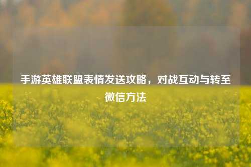 手游英雄联盟表情发送攻略,对战互动与转至微信方法