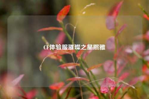 CF体验服璀璨之星熙雅