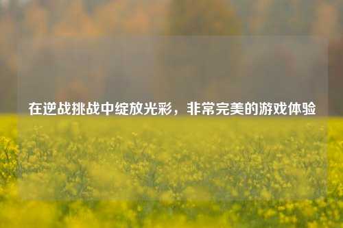 在逆战挑战中绽放光彩，非常完美的游戏体验