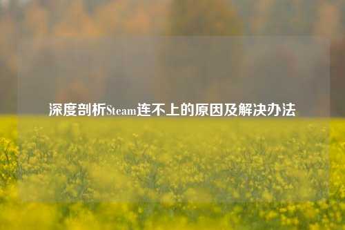 深度剖析Steam连不上的原因及解决办法