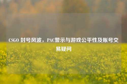 CSGO 封号风波,PAC警示与游戏公平性及账号交易疑问