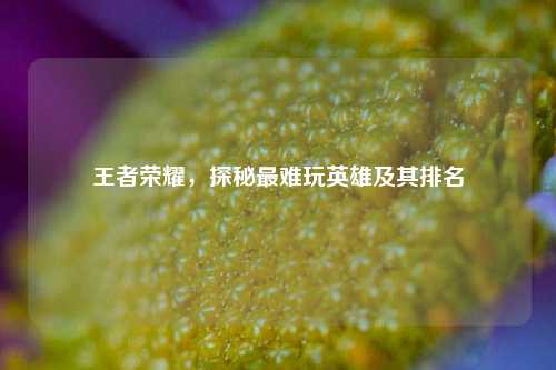 王者荣耀,探秘最难玩英雄及其排名