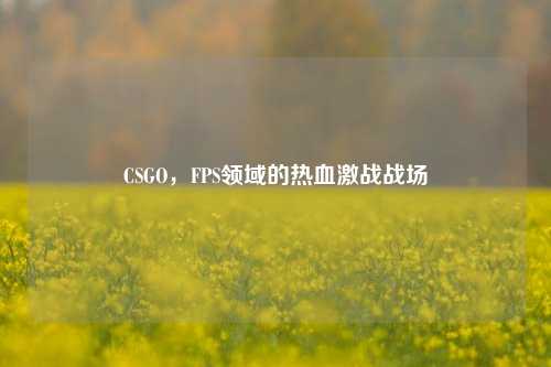 CSGO，FPS领域的热血激战战场