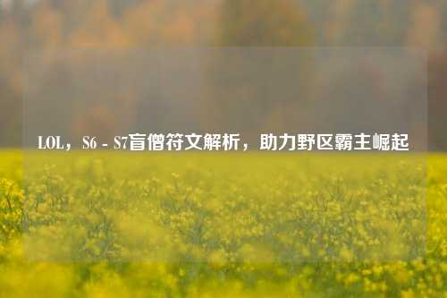 LOL，S6 - S7盲僧符文解析，助力野区霸主崛起