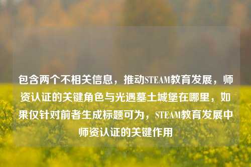 包含两个不相关信息,推动STEAM教育发展,师资认证的关键角色与光遇墓土城堡在哪里,如果仅针对前者生成标题可为,STEAM教育发展中师资认证的关键作用