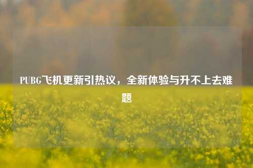 PUBG飞机更新引热议，全新体验与升不上去难题