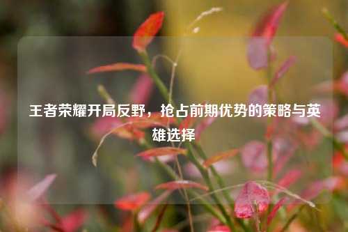 王者荣耀开局反野,抢占前期优势的策略与英雄选择