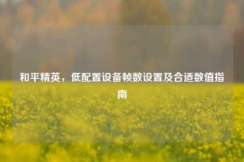 和平精英，低配置设备帧数设置及合适数值指南