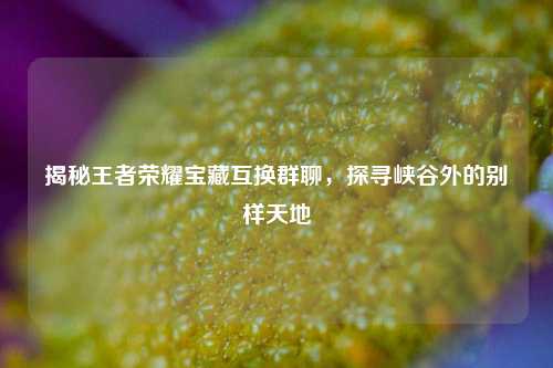 揭秘王者荣耀宝藏互换群聊,探寻峡谷外的别样天地