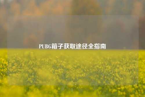 PUBG箱子获取途径全指南