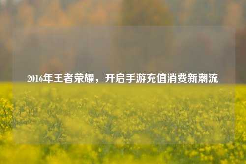 2016年王者荣耀，开启手游充值消费新潮流