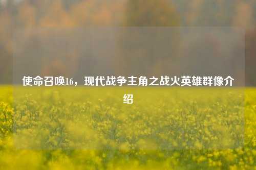 使命召唤16，现代战争主角之战火英雄群像介绍