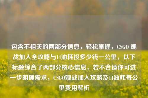 包含不相关的两部分信息,轻松掌握,CSGO 观战加入全攻略与14油耗投多少钱一公里,以下标题综合了两部分核心信息,若不合适你可进一步明确需求,CSGO观战加入攻略及14油耗每公里费用解析