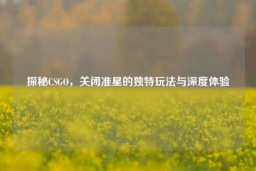 探秘CSGO，关闭准星的独特玩法与深度体验