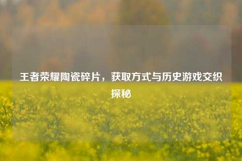 王者荣耀陶瓷碎片，获取方式与历史游戏交织探秘
