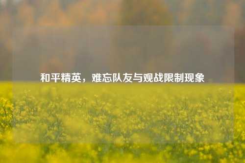 和平精英，难忘队友与观战限制现象