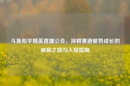 斗鱼和平精英直播公会,深耕赛道聚势成长的破局之路与入驻指南