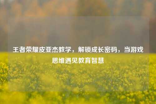 王者荣耀皮亚杰教学，解锁成长密码，当游戏思维遇见教育智慧