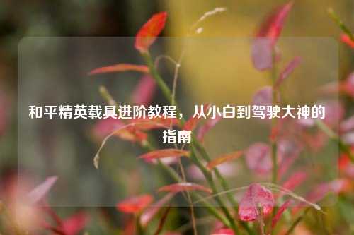 和平精英载具进阶教程，从小白到驾驶大神的指南