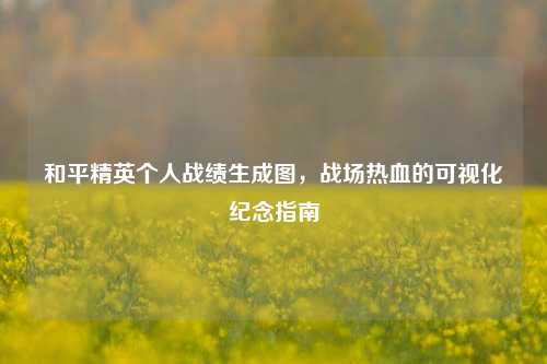 和平精英个人战绩生成图,战场热血的可视化纪念指南