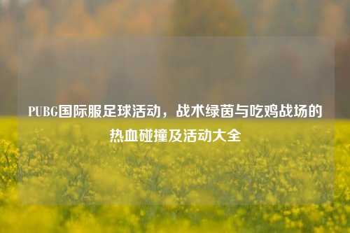 PUBG国际服足球活动,战术绿茵与吃鸡战场的热血碰撞及活动大全
