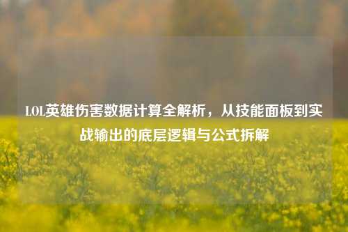 LOL英雄伤害数据计算全解析,从技能面板到实战输出的底层逻辑与公式拆解